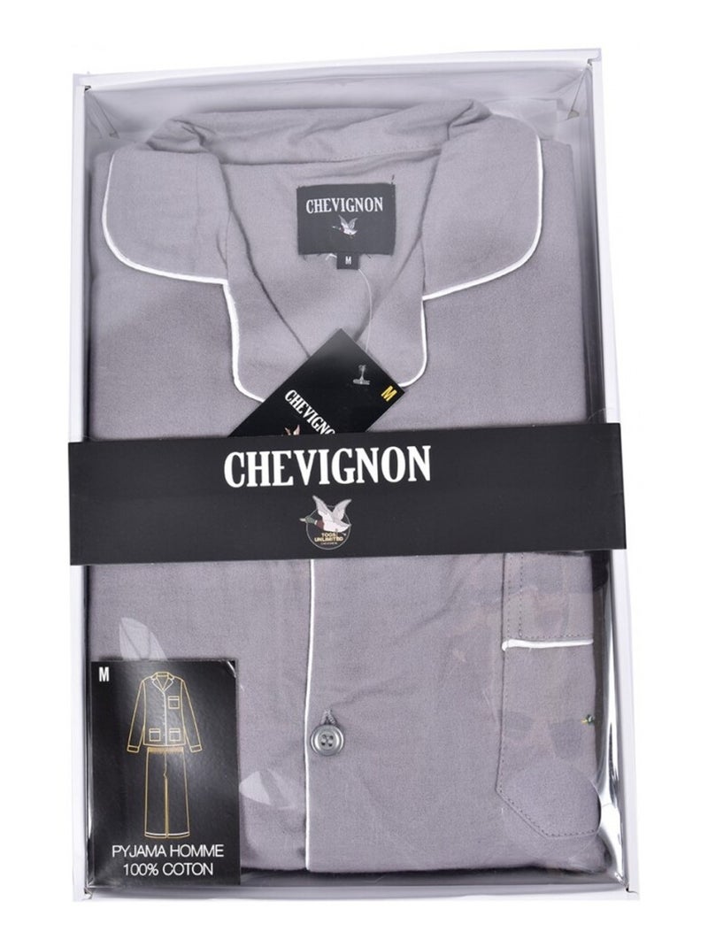 Pyjama Homme Long CHEVIGNON Boutonné Gris - Kiabi