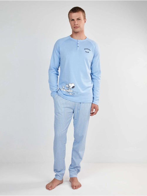 Pyjama homme long de snoopy en interlock - Kiabi Pyjama homme long de snoopy en interlock - Kiabi