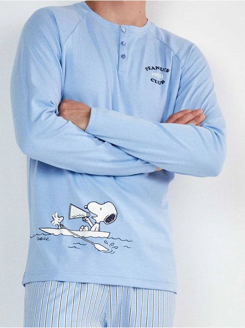 Pyjama homme long de snoopy en interlock - Kiabi Pyjama homme long de snoopy en interlock - Kiabi