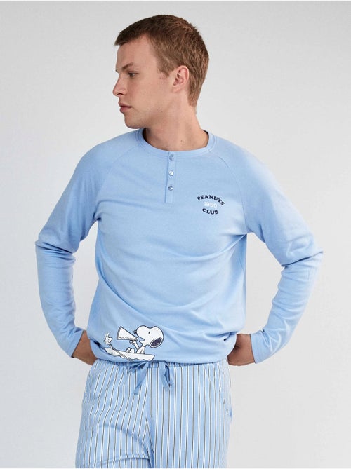 Pyjama homme long de snoopy en interlock - Kiabi Pyjama homme long de snoopy en interlock - Kiabi