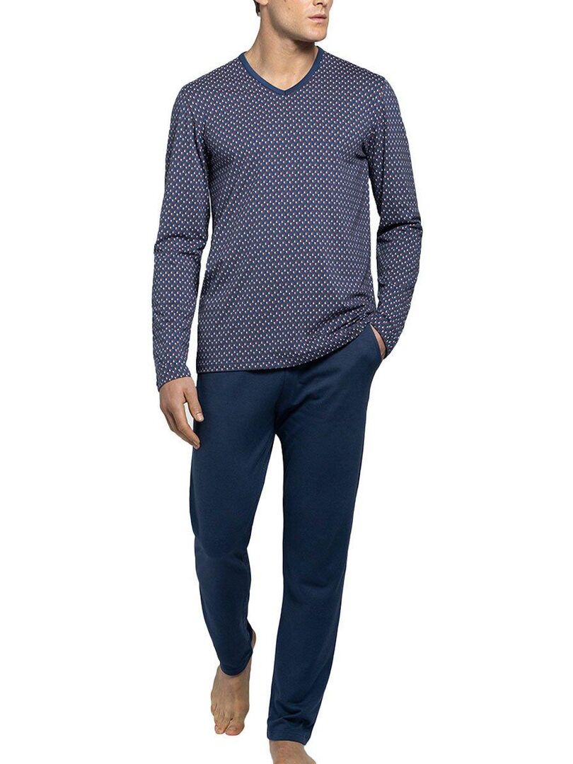 Pyjama homme long en coton Wagons - Bleu - Kiabi - 62.97€
