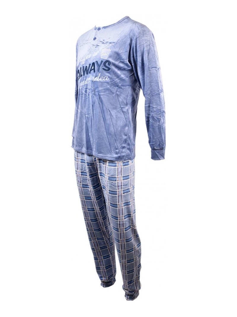 Pyjama Homme Long SWEET SECRET Bleu - Kiabi