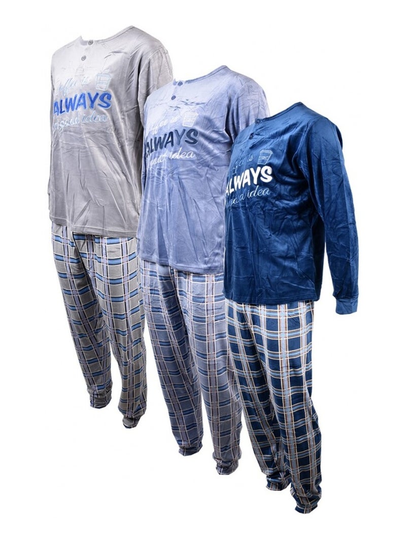 Pyjama Homme Long SWEET SECRET Bleu - Kiabi