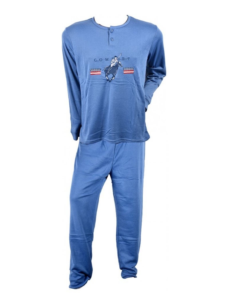 Pyjama Homme Long SWEET SECRET Bleu - Kiabi