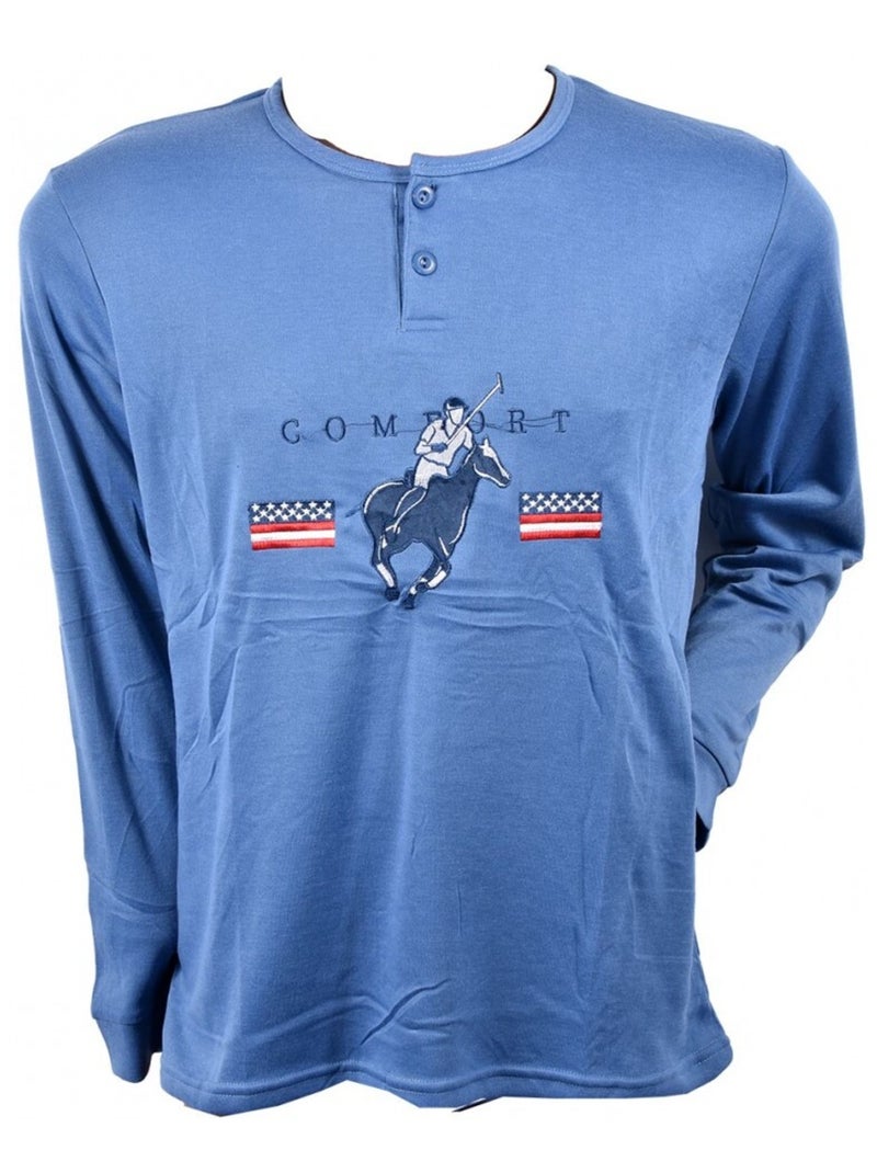 Pyjama Homme Long SWEET SECRET Bleu - Kiabi