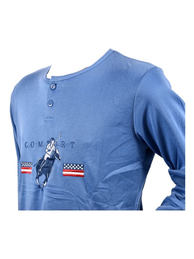 Pyjama Homme Long SWEET SECRET Bleu - Kiabi