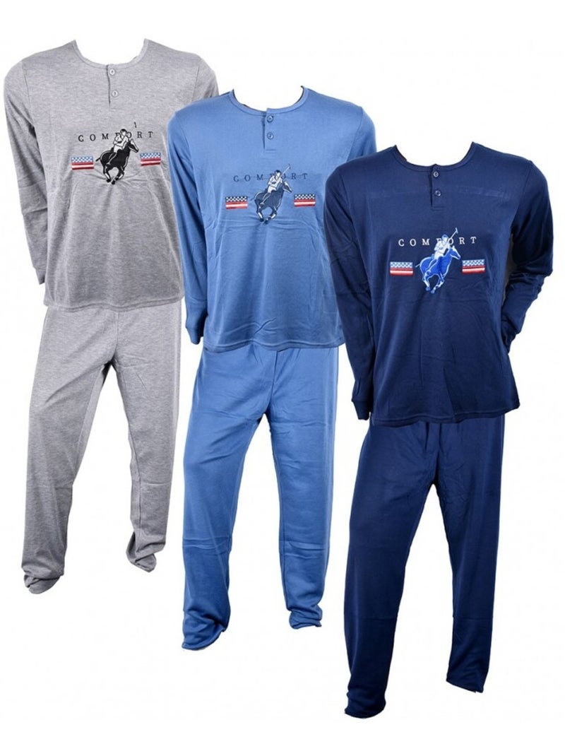 Pyjama Homme Long SWEET SECRET Bleu - Kiabi