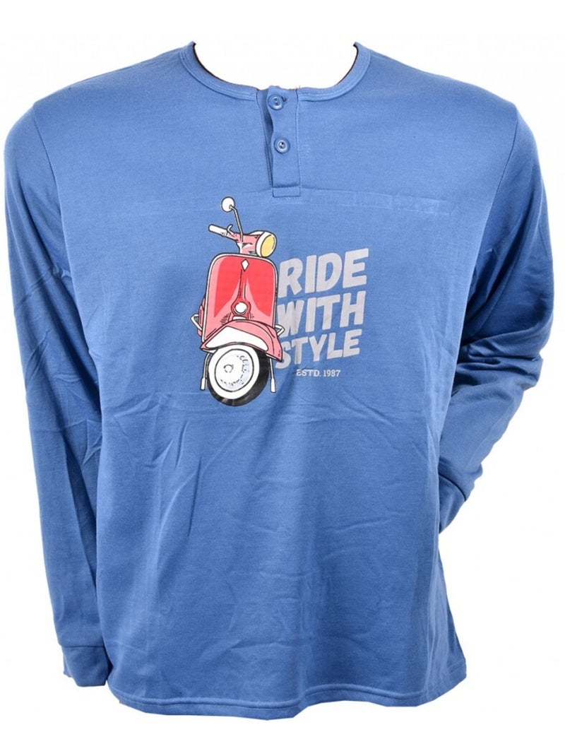 Pyjama Homme Long SWEET SECRET Bleu - Kiabi