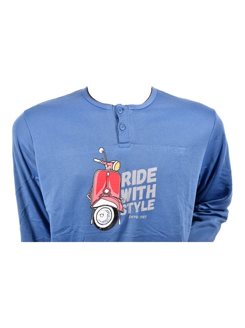 Pyjama Homme Long SWEET SECRET Bleu - Kiabi