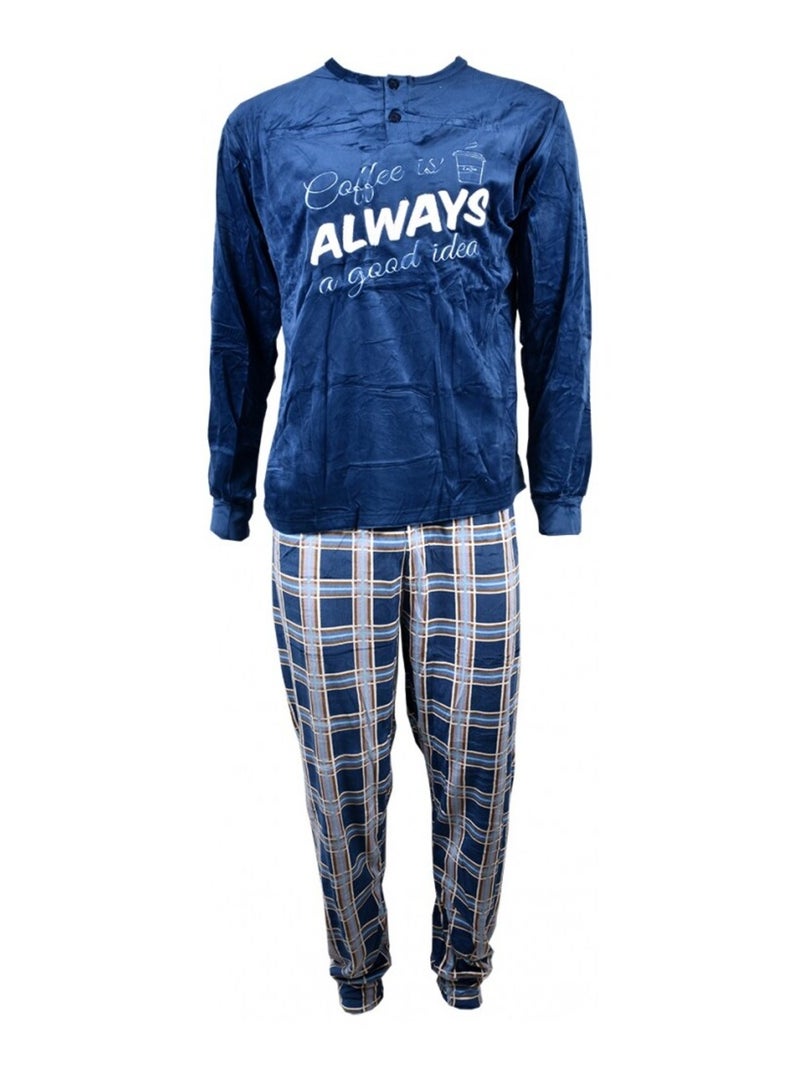 Pyjama Homme Long SWEET SECRET Bleu marine - Kiabi
