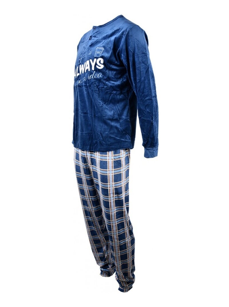 Pyjama Homme Long SWEET SECRET Bleu marine - Kiabi