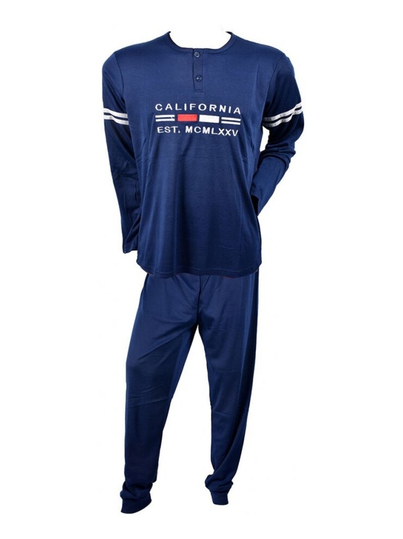 Pyjama Homme Long SWEET SECRET Bleu marine - Kiabi