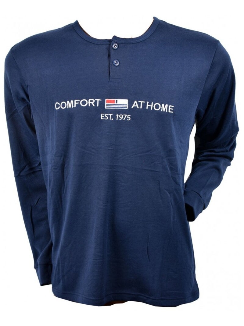 Pyjama Homme Long SWEET SECRET Bleu marine - Kiabi