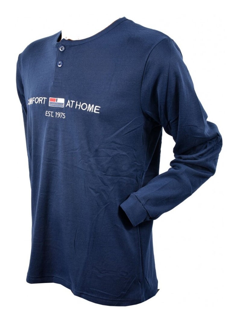 Pyjama Homme Long SWEET SECRET Bleu marine - Kiabi