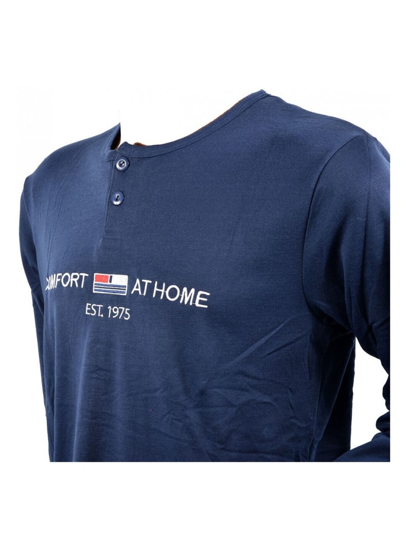 Pyjama Homme Long SWEET SECRET Bleu marine - Kiabi