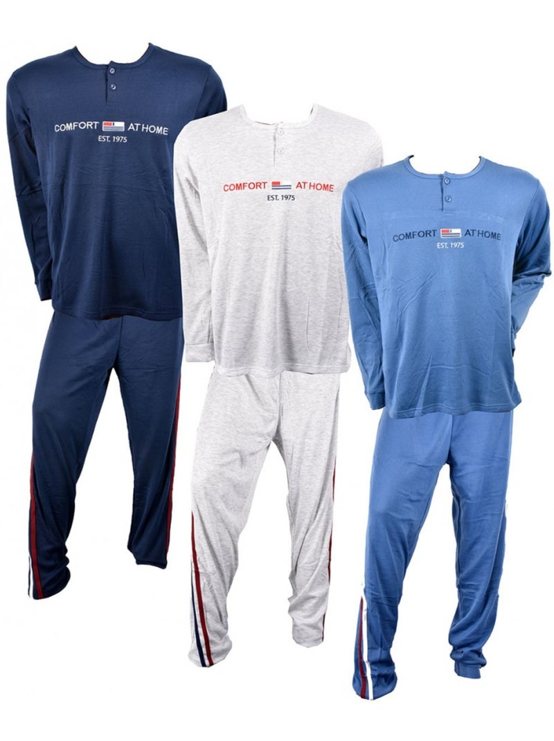 Pyjama Homme Long SWEET SECRET Bleu marine - Kiabi