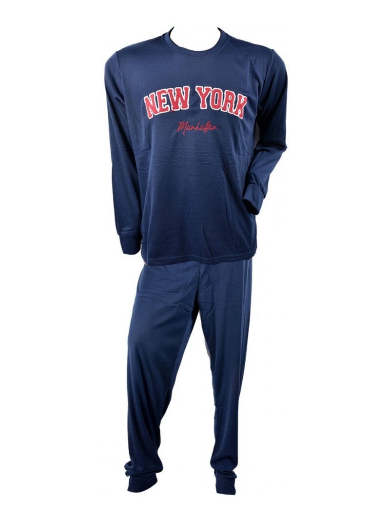 Pyjama Homme Long SWEET SECRET Bleu marine - Kiabi