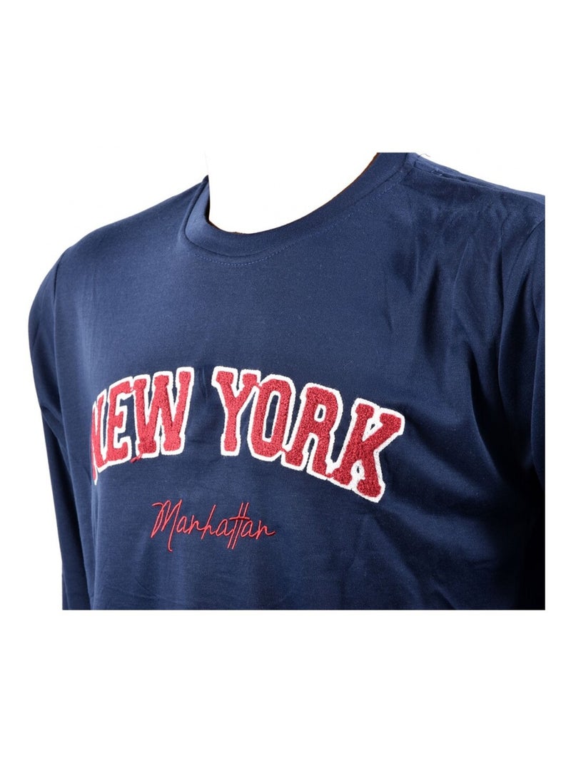 Pyjama Homme Long SWEET SECRET Bleu marine - Kiabi