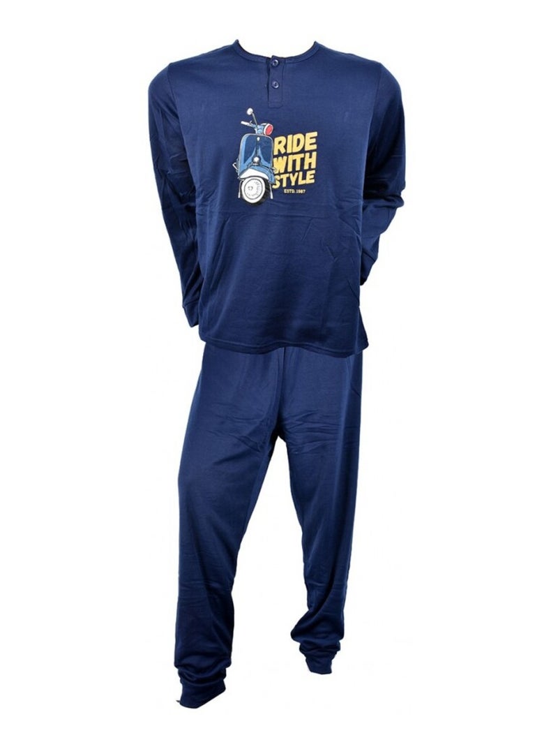 Pyjama Homme Long SWEET SECRET Bleu marine - Kiabi