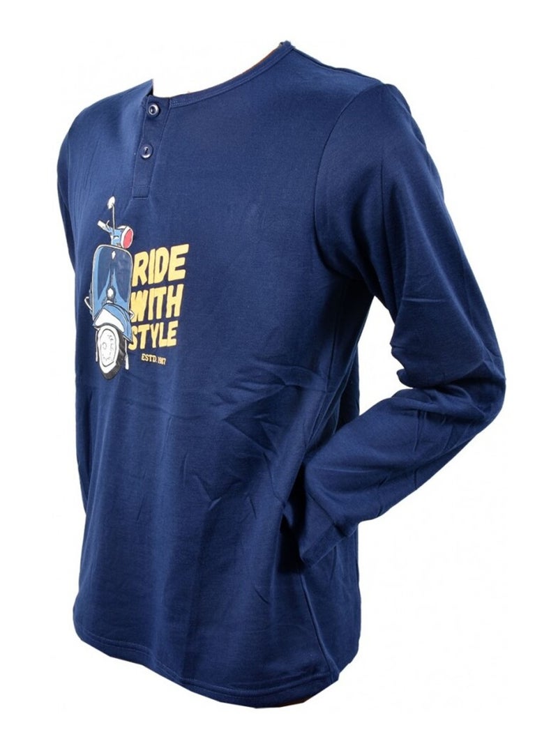 Pyjama Homme Long SWEET SECRET Bleu marine - Kiabi