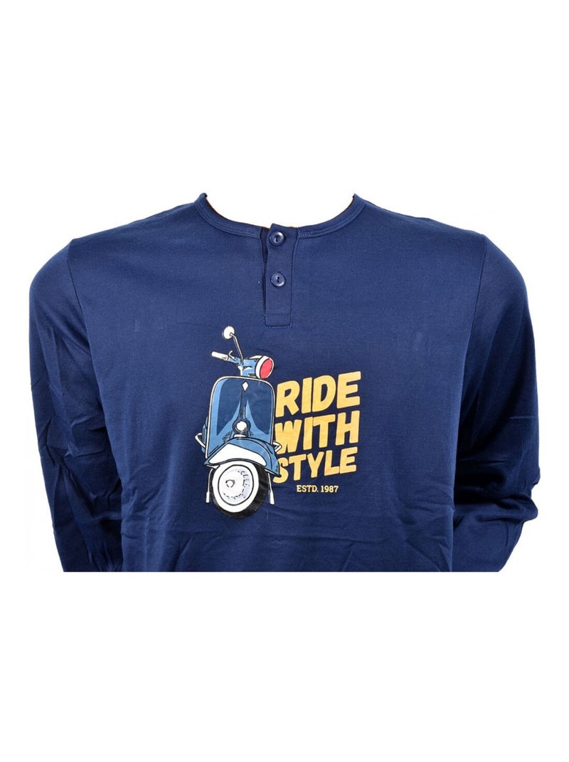 Pyjama Homme Long SWEET SECRET Bleu marine - Kiabi