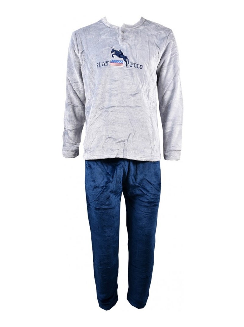 Pyjama Homme Long SWEET SECRET Gris Bleu - Kiabi