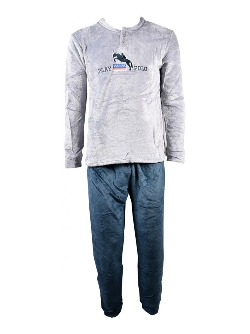 Pyjama Homme Long SWEET SECRET Gris Vert - Kiabi