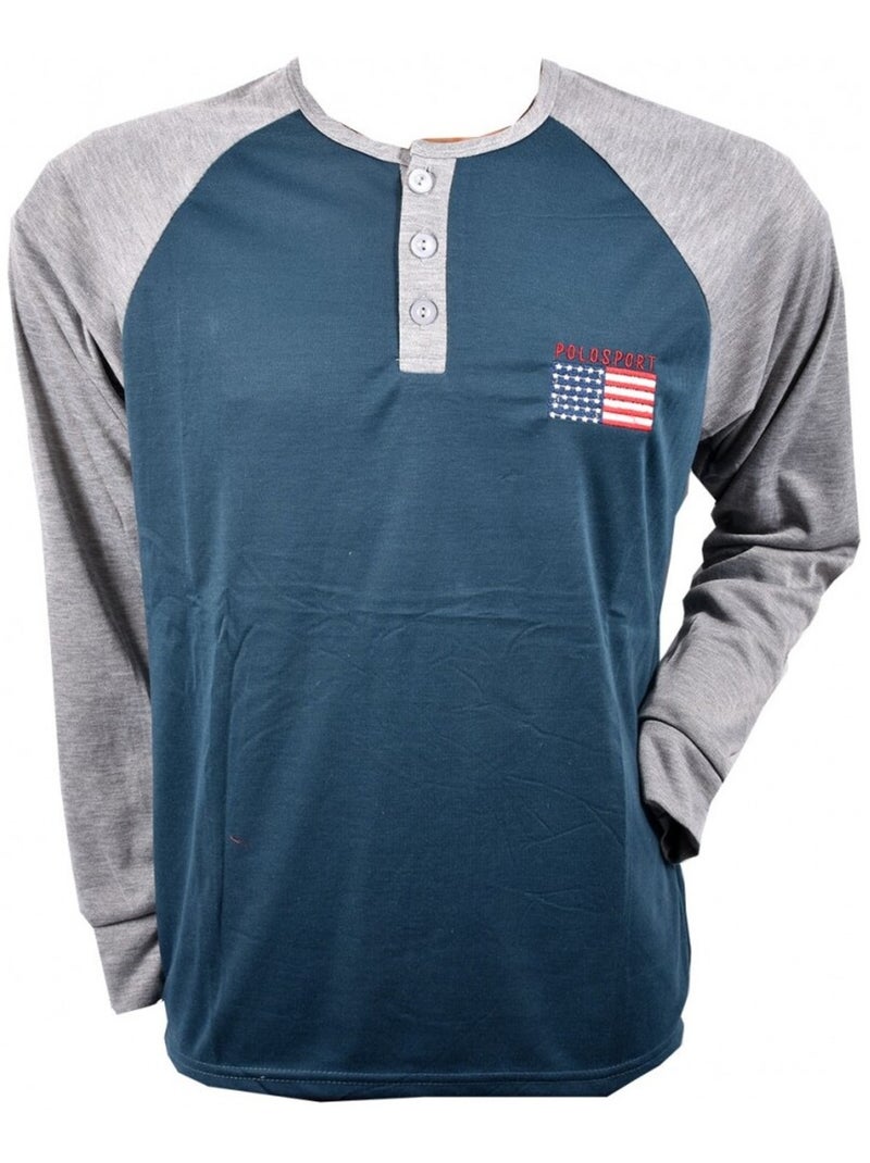 Pyjama Homme Long SWEET SECRET Gris Vert - Kiabi