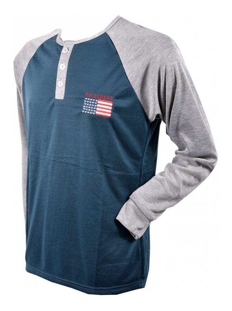 Pyjama Homme Long SWEET SECRET Gris Vert - Kiabi