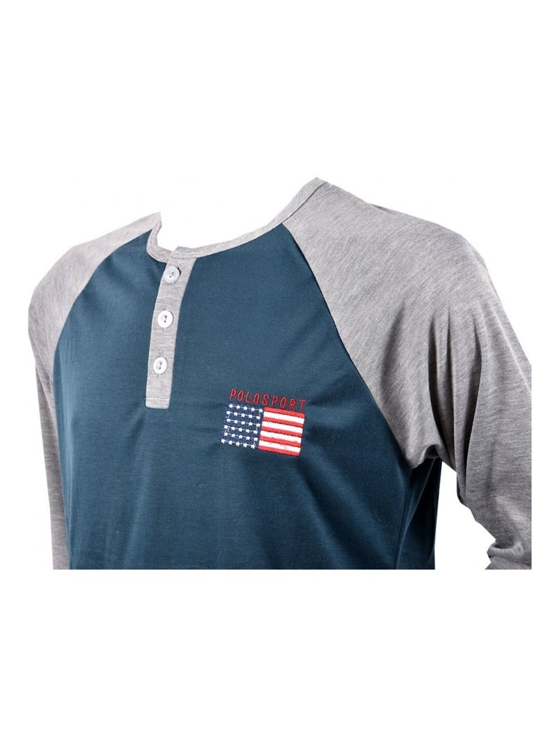 Pyjama Homme Long SWEET SECRET Gris Vert - Kiabi