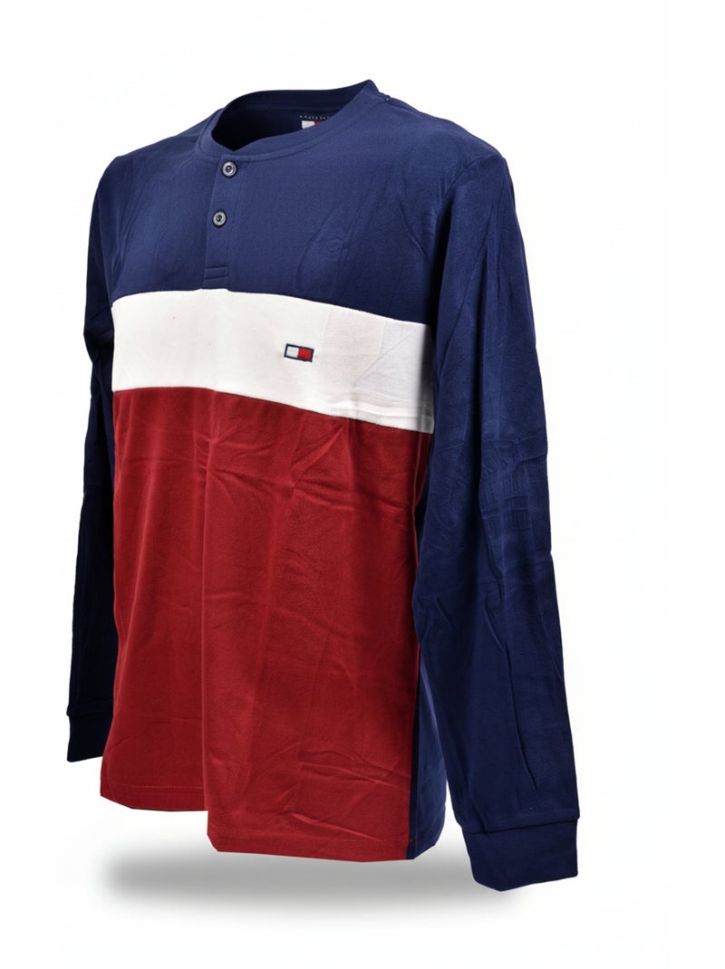 Pyjama Homme Tricolore Microfibre Stretch C2520 Bordeaux - Kiabi