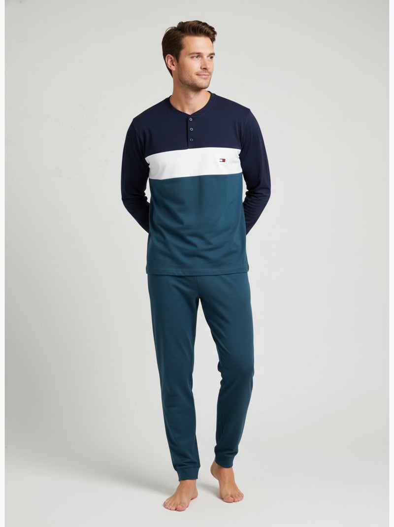 Pyjama Homme Tricolore Microfibre Stretch C2520 Vert - Kiabi