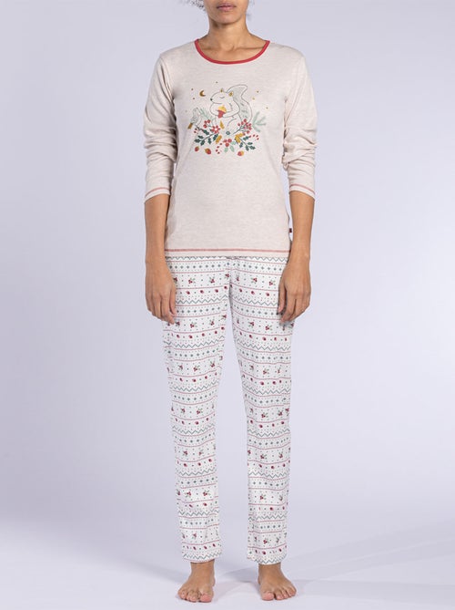 Pyjama HOUX beige/blanc - DODO - Kiabi Pyjama HOUX beige/blanc - DODO - Kiabi