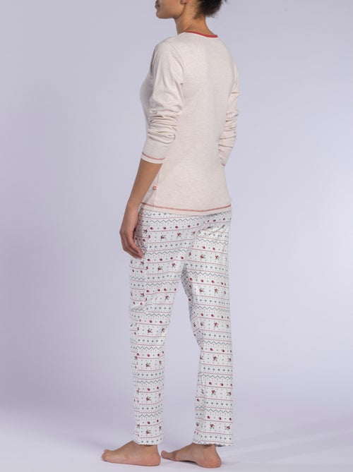 Pyjama HOUX beige/blanc - DODO - Kiabi Pyjama HOUX beige/blanc - DODO - Kiabi