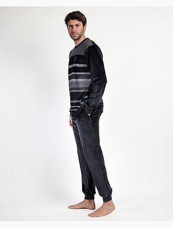Pyjama Hype à manches longues et rayures en velours pour homme ADMAS CLASSIC