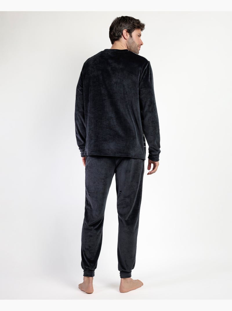 Pyjama Hype à manches longues et rayures en velours pour homme ADMAS CLASSIC Gris foncé - Kiabi