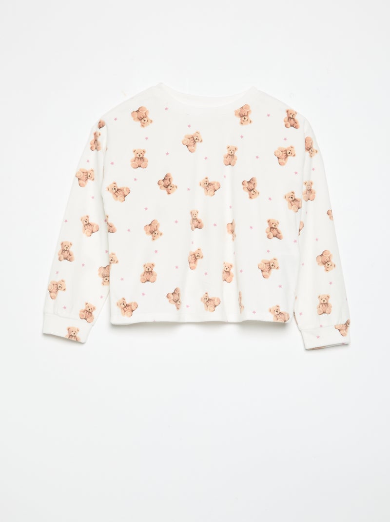 Pyjama imprimé 2 pièces - Sweat + pantalon Ecru - Kiabi