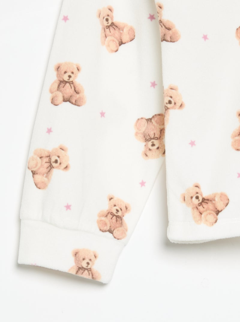 Pyjama imprimé 2 pièces - Sweat + pantalon Ecru - Kiabi