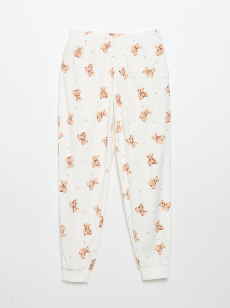 Pyjama imprimé 2 pièces - Sweat + pantalon Ecru - Kiabi