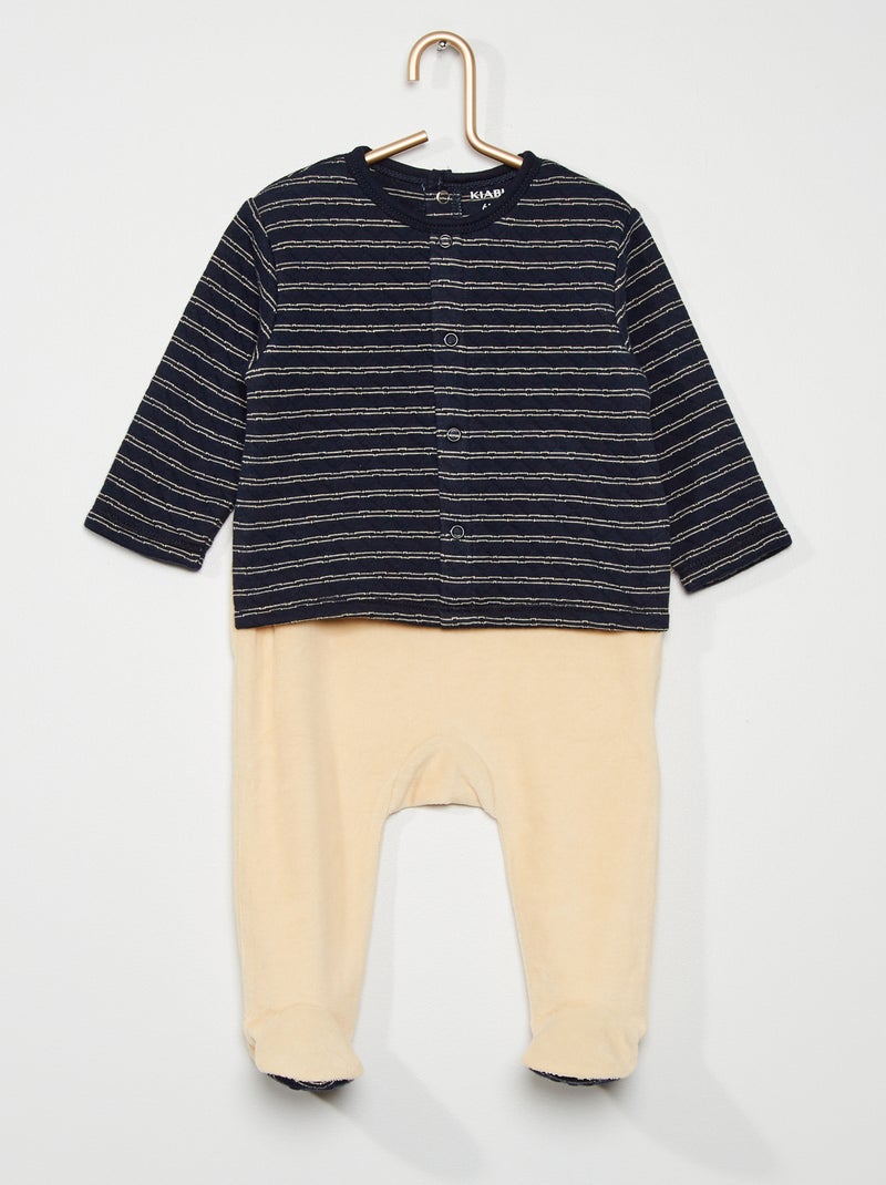 Pyjama imprimé bi-matière bleu - Kiabi