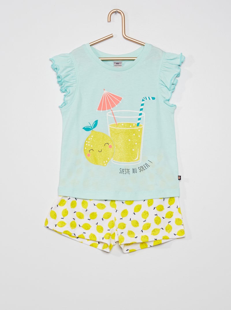 Pyjama imprimé 'citrons' bleu - Kiabi