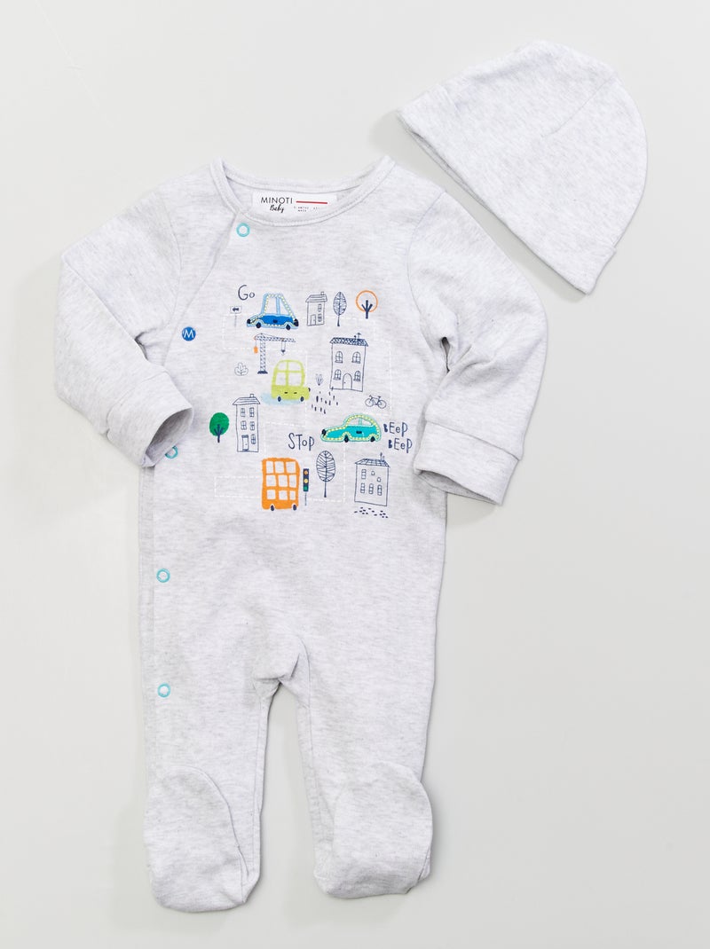 Pyjama imprimé en coton gris - Kiabi