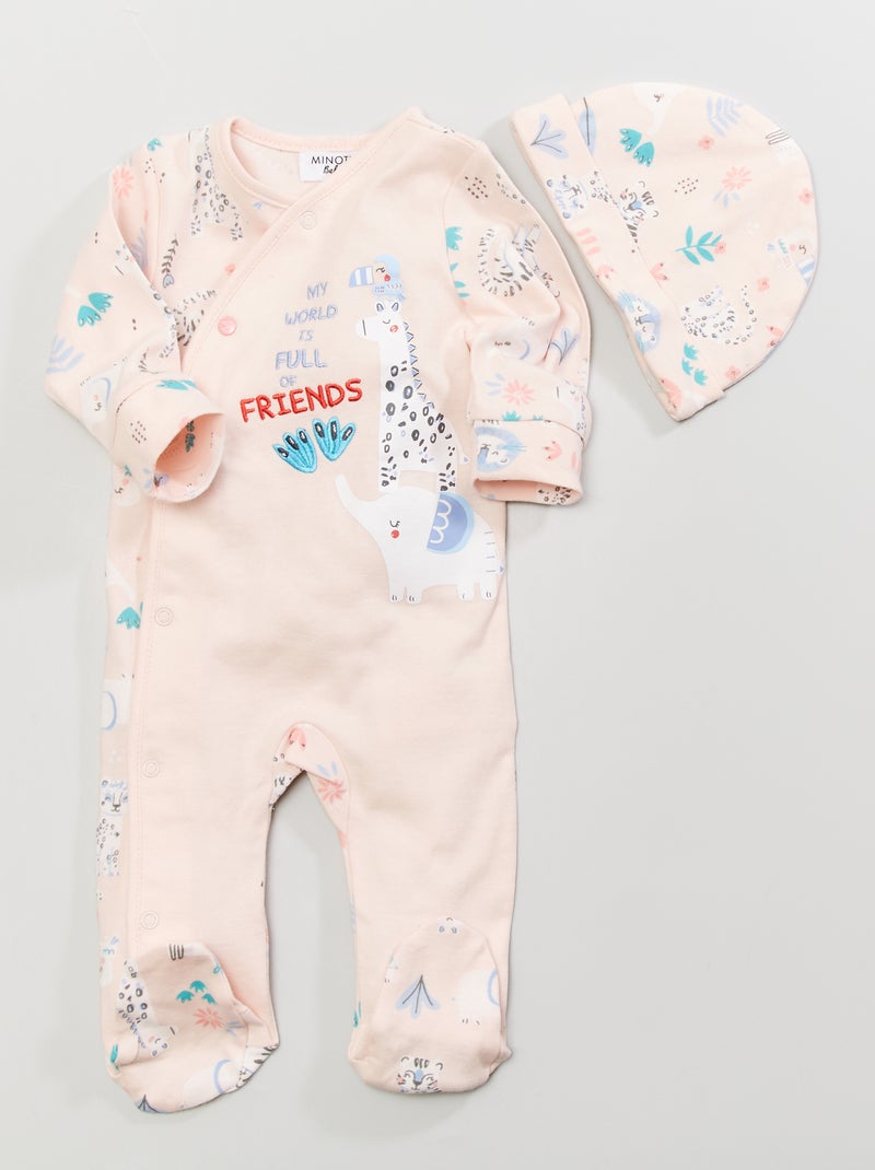 Pyjama imprimé en coton rose - Kiabi