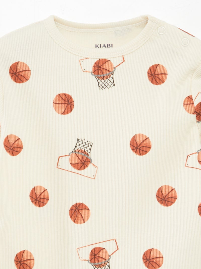 Pyjama imprimé en maille - 2 pièces BLANC - Kiabi