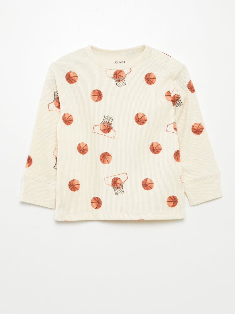 Pyjama imprimé en maille - 2 pièces BLANC - Kiabi