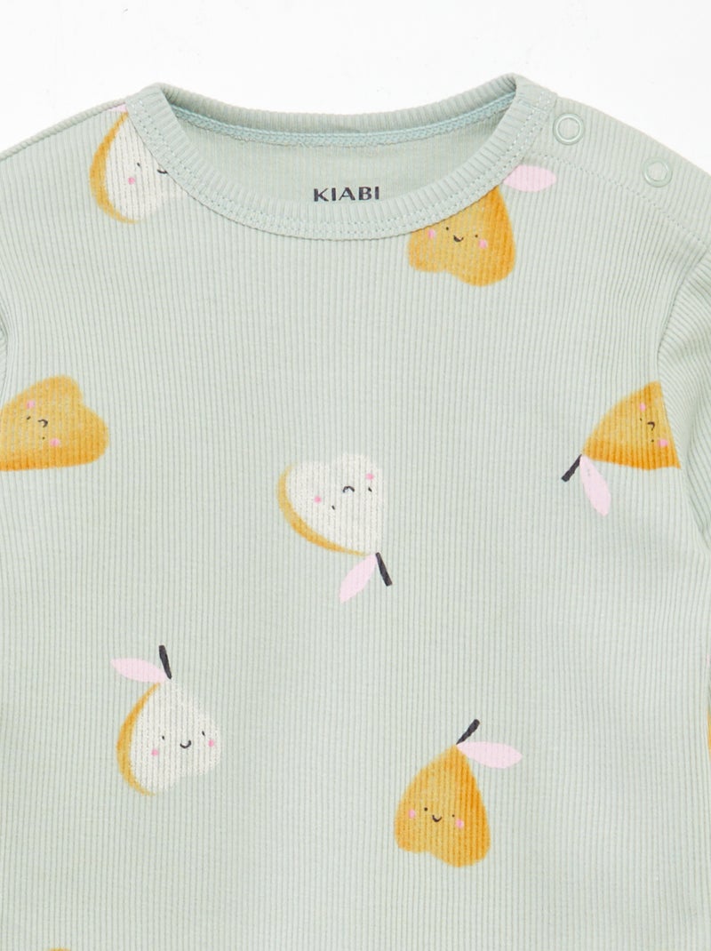 Pyjama imprimé en maille - 2 pièces VERT - Kiabi