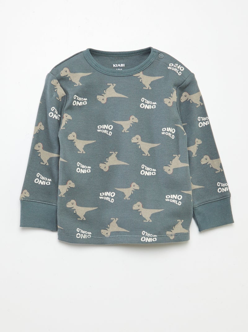 Pyjama imprimé en maille - 2 pièces VERT - Kiabi