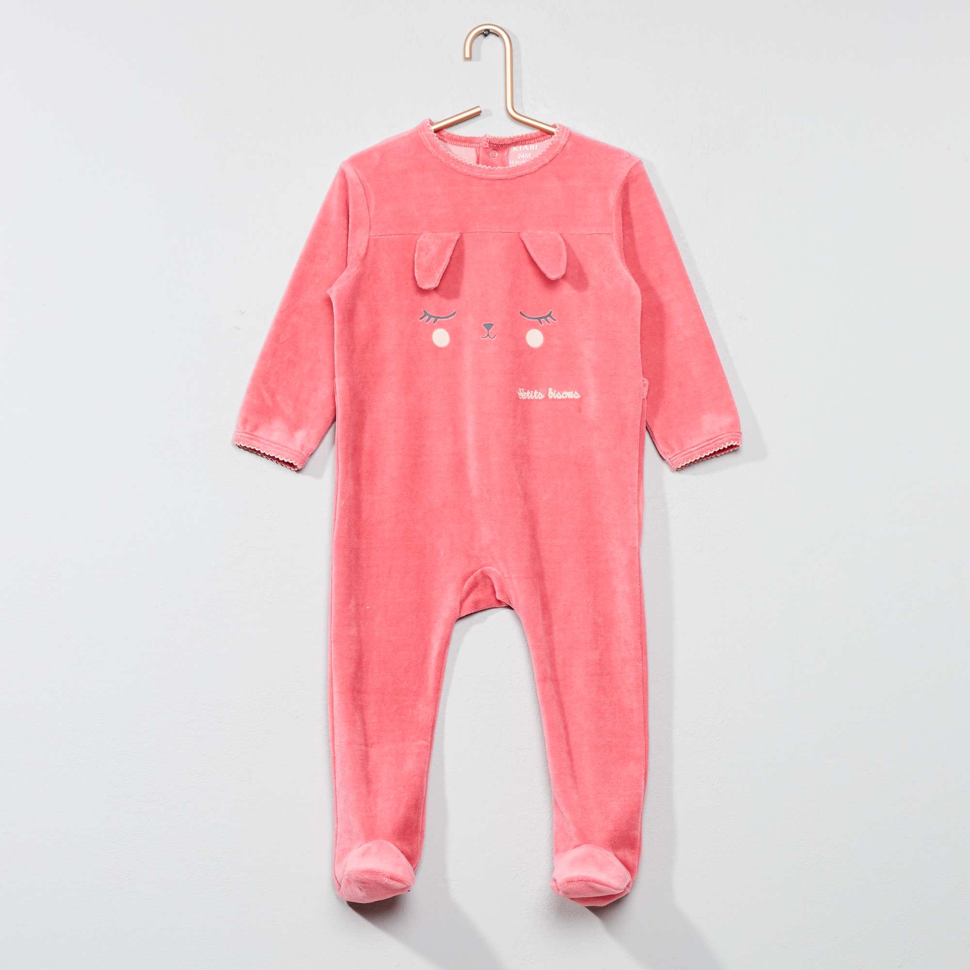 Pyjama Imprime En Velours Bebe Fille Rose Lapin Kiabi 10 00