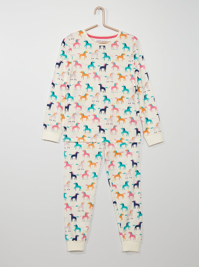 Pyjama imprimé 'licorne' blanc - Kiabi