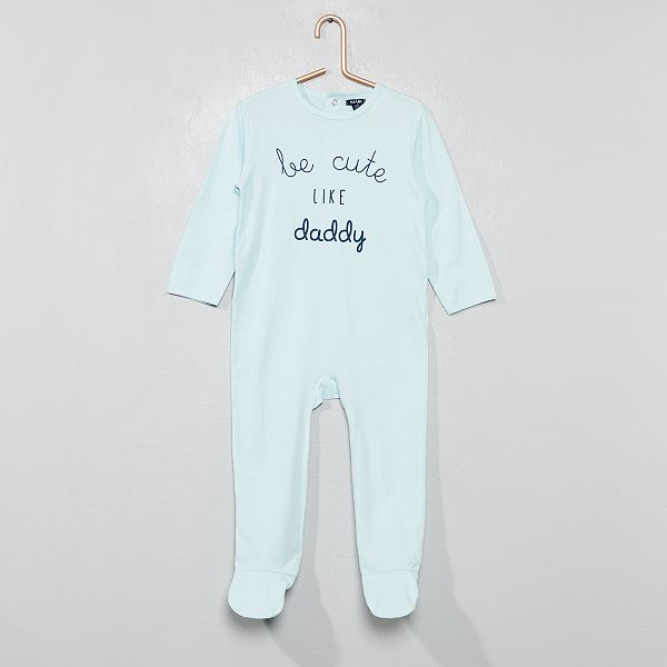 Pyjama Imprime Message Bebe Garcon Vert D Eau Kiabi 4 00